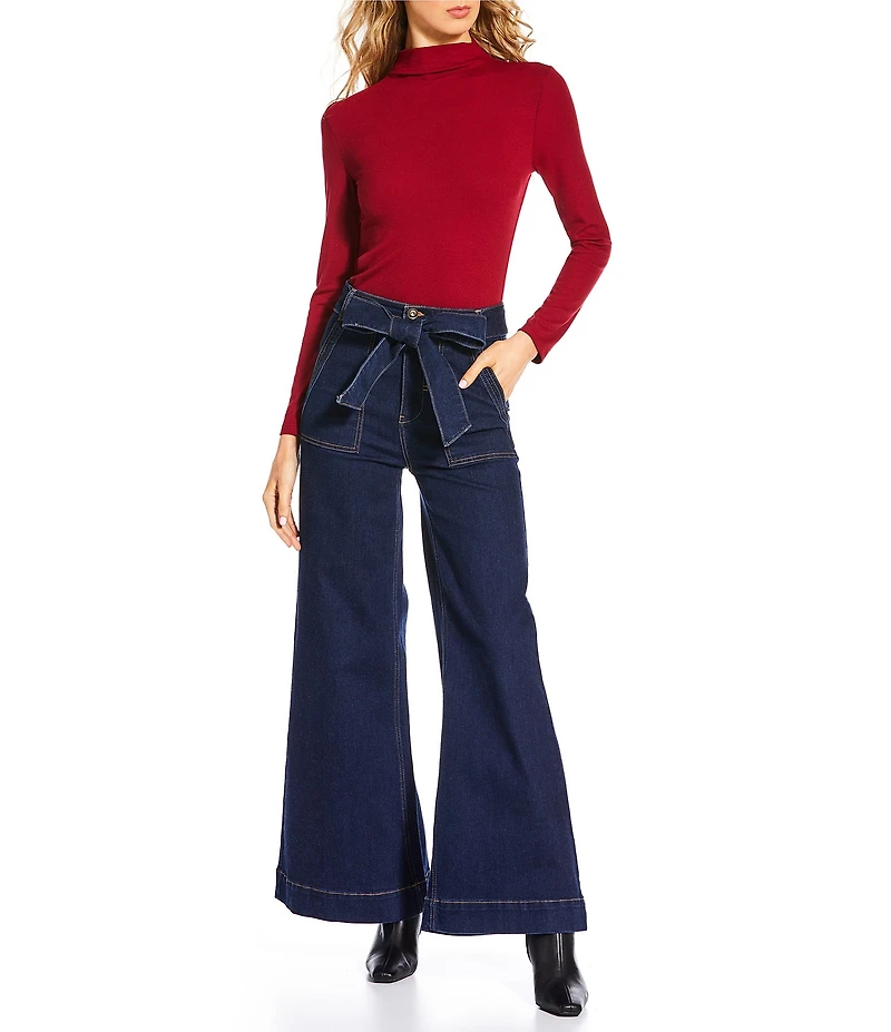 A Loves A Stretch Knit Turtleneck Long Sleeve Tee