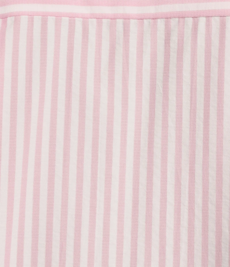 A Loves A Stripe Collared Neck Short Bubble Sleeve Button Front Shirt