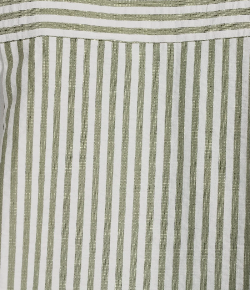 A Loves A Stripe Collared Neck Short Bubble Sleeve Button Front Shirt