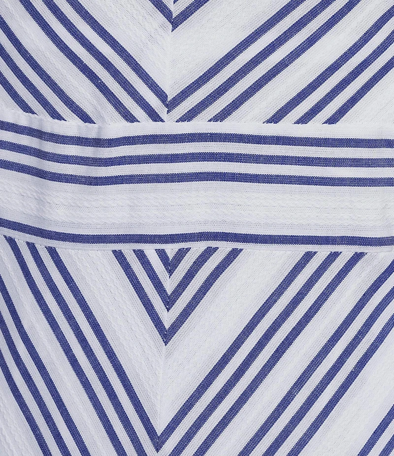 A Loves A Stripe Pattern Square Neck Sleeveless Woven A-Line Midi Dress