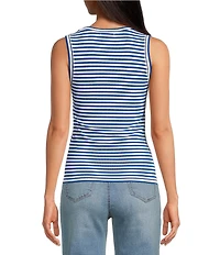 A Loves A Stripe Ribbed Knit Scoop Neck Sleeveless Tank