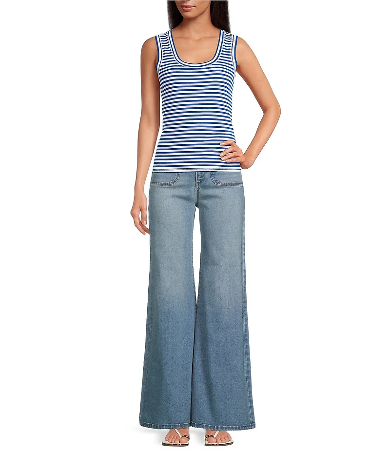 A Loves A Stripe Ribbed Knit Scoop Neck Sleeveless Tank