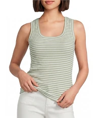 A Loves A Stripe Ribbed Knit Scoop Neck Sleeveless Tank