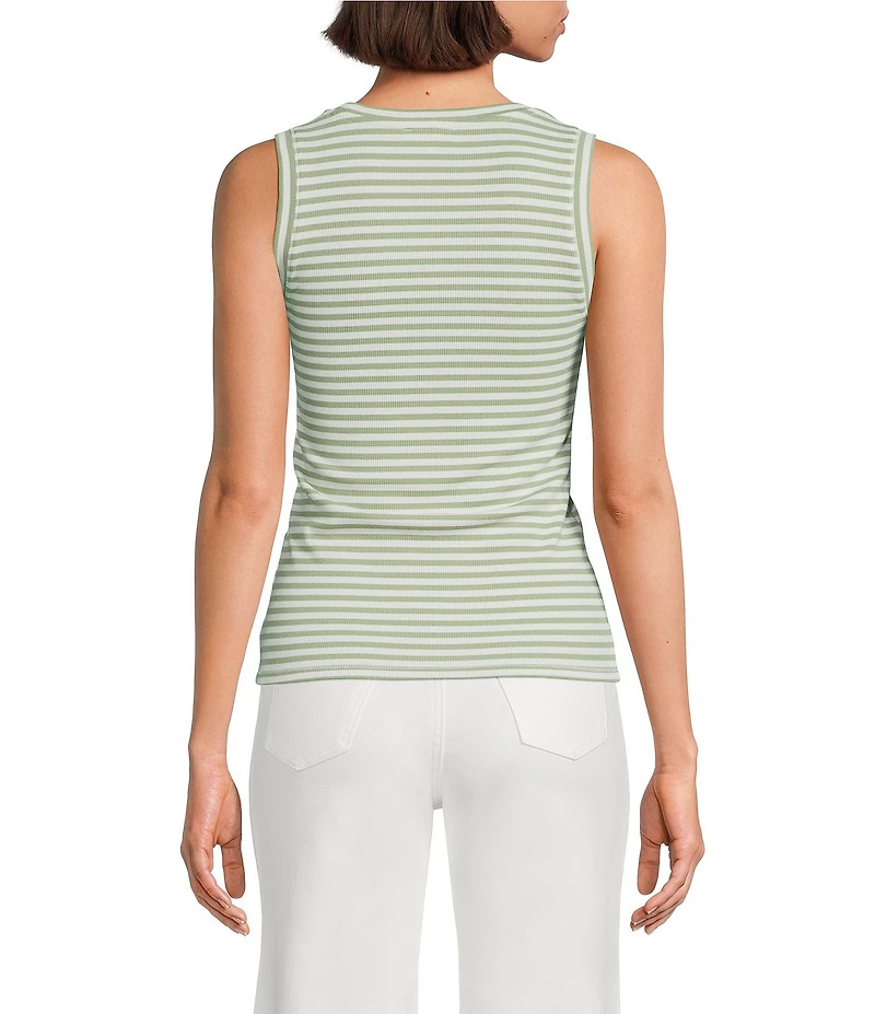 A Loves A Stripe Ribbed Knit Scoop Neck Sleeveless Tank