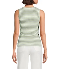 A Loves A Stripe Ribbed Knit Scoop Neck Sleeveless Tank