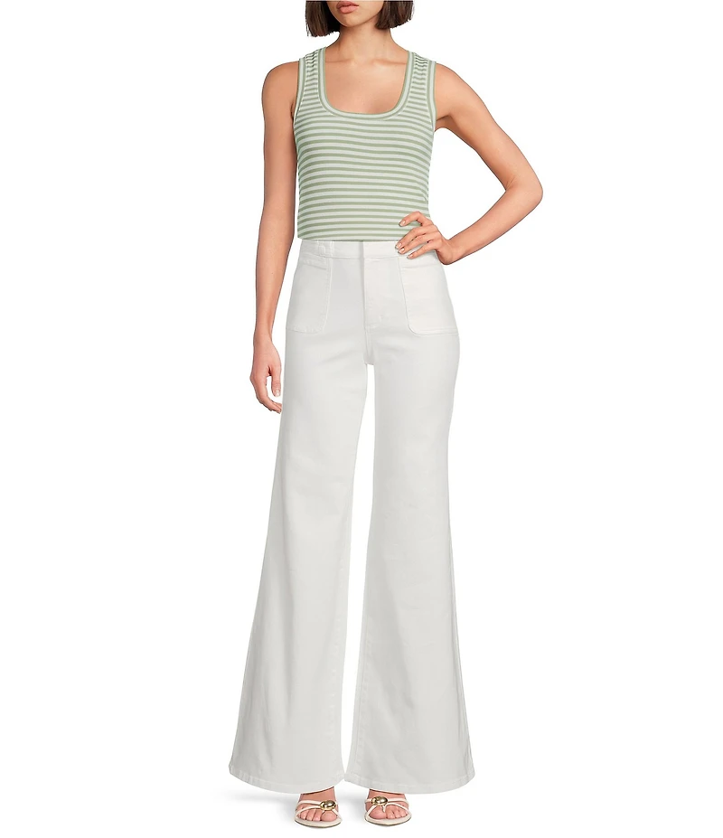 A Loves A Stripe Ribbed Knit Scoop Neck Sleeveless Tank