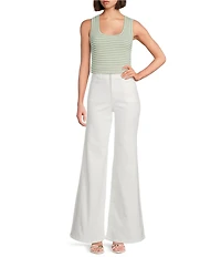 A Loves A Stripe Ribbed Knit Scoop Neck Sleeveless Tank