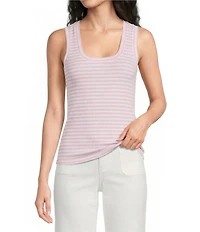A Loves A Stripe Ribbed Knit Scoop Neck Sleeveless Tank