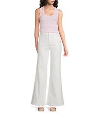 A Loves A Stripe Ribbed Knit Scoop Neck Sleeveless Tank