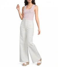A Loves A Stripe Ribbed Knit Scoop Neck Sleeveless Tank