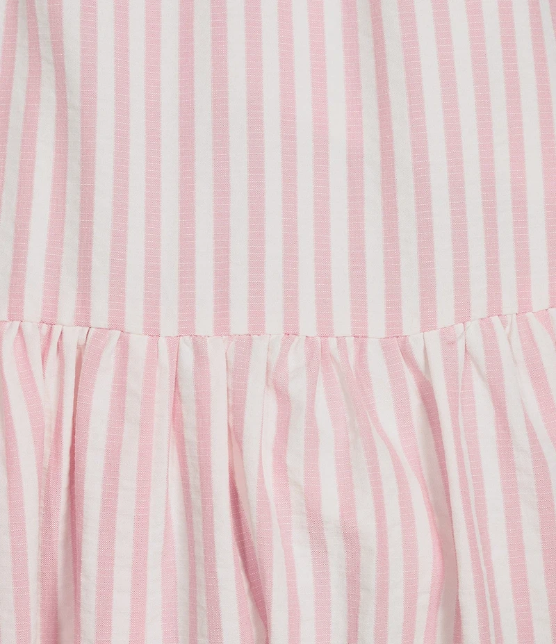 A Loves A Stripe Sweetheart Neck Tank Strap Button Front Tie Drop Waist Flounce Maxi Dress