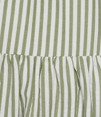 A Loves A Stripe Sweetheart Neck Tank Strap Button Front Tie Drop Waist Flounce Maxi Dress