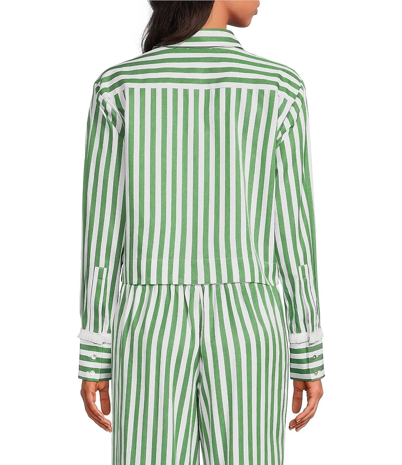 A Loves A Striped Collared Long Sleeve Button Front Woven Coordinating Shirt