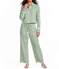 A Loves A Striped Collared Long Sleeve Button Front Woven Coordinating Shirt