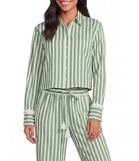 A Loves A Striped Collared Long Sleeve Button Front Woven Coordinating Shirt