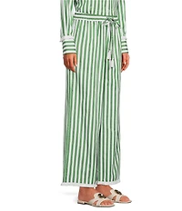 A Loves A Striped Mid Rise Full Length Woven Wide Leg Coordinating Pant