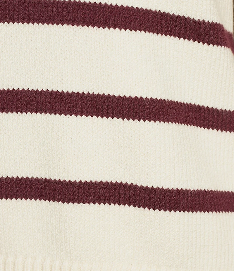 A Loves A Striped Print Long Sleeve Point Collar Knit Sweater