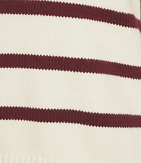 A Loves A Striped Print Long Sleeve Point Collar Knit Sweater