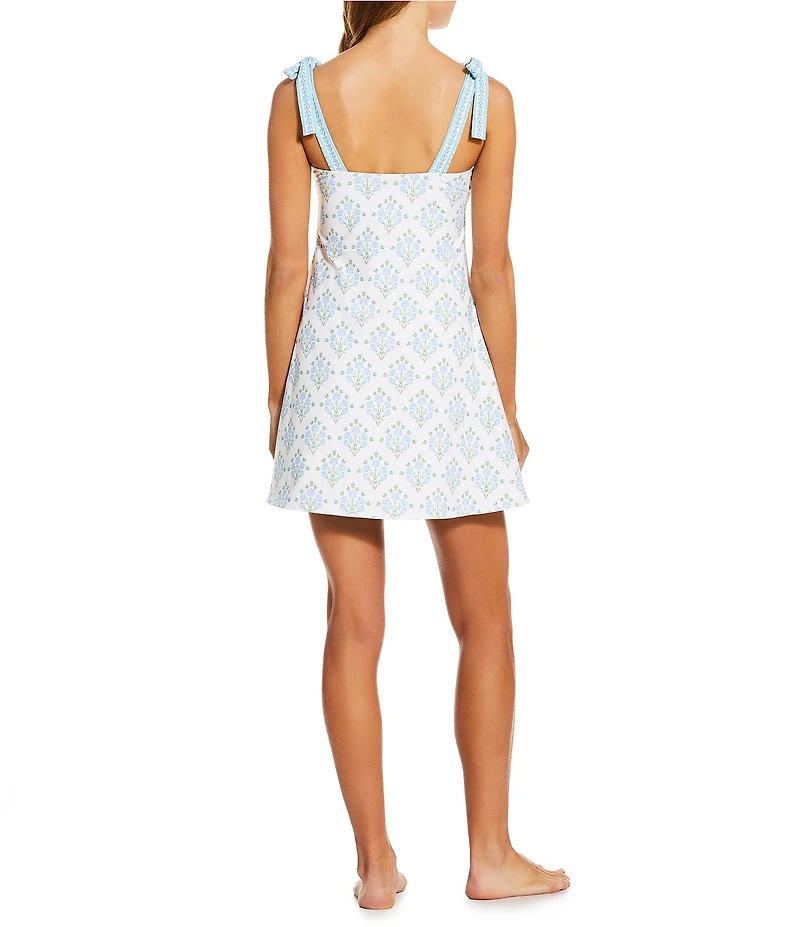 A Loves A Traditional Blooms Ivory Reversible Border Print Swim Fabric Rec Dress