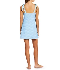 A Loves A Traditional Blooms Ivory Reversible Border Print Swim Fabric Rec Dress