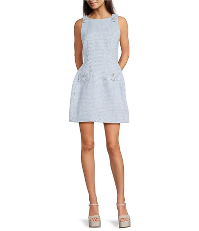A Loves A Tweed Crew Neck Sleeveless A-Line Mini Dress