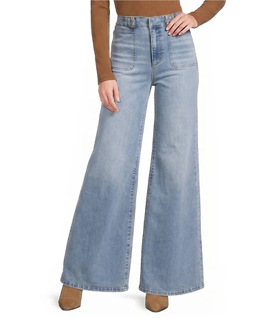 A Loves A Vintage Wash High Rise Full Length Flare Denim Pants