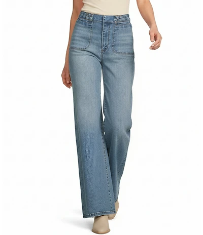 A Loves A Vintage Wash High Rise Wide Leg Denim Jeans