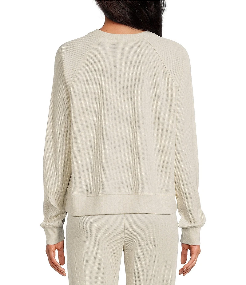 A Loves A Waffle Knit Crew Neck Dropped Long Sleeve Coordinating Pullover