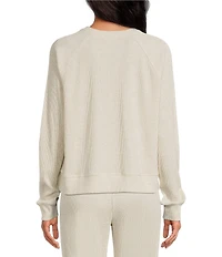 A Loves A Waffle Knit Crew Neck Dropped Long Sleeve Coordinating Pullover