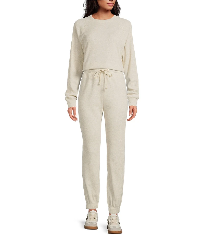 A Loves A Waffle Knit Crew Neck Dropped Long Sleeve Coordinating Pullover