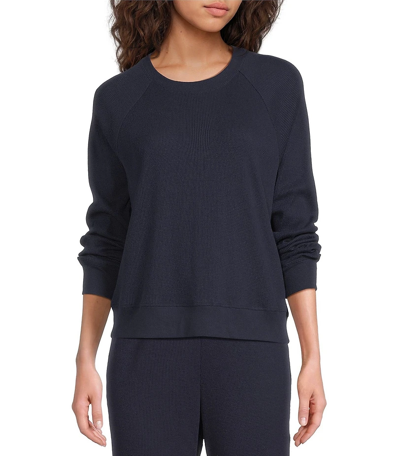 A Loves A Waffle Knit Crew Neck Dropped Long Sleeve Coordinating Pullover