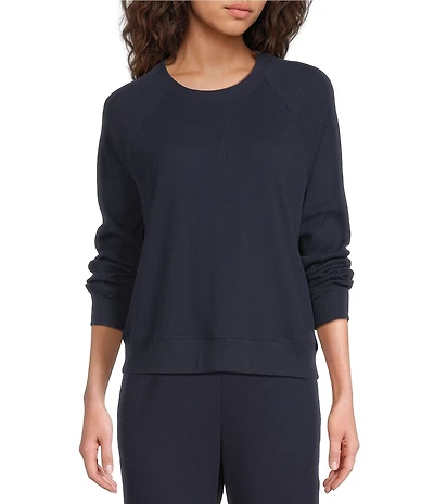 A Loves A Waffle Knit Crew Neck Dropped Long Sleeve Coordinating Pullover