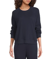 A Loves A Waffle Knit Crew Neck Dropped Long Sleeve Coordinating Pullover