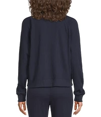 A Loves A Waffle Knit Crew Neck Dropped Long Sleeve Coordinating Pullover