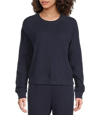 A Loves A Waffle Knit Crew Neck Dropped Long Sleeve Coordinating Pullover