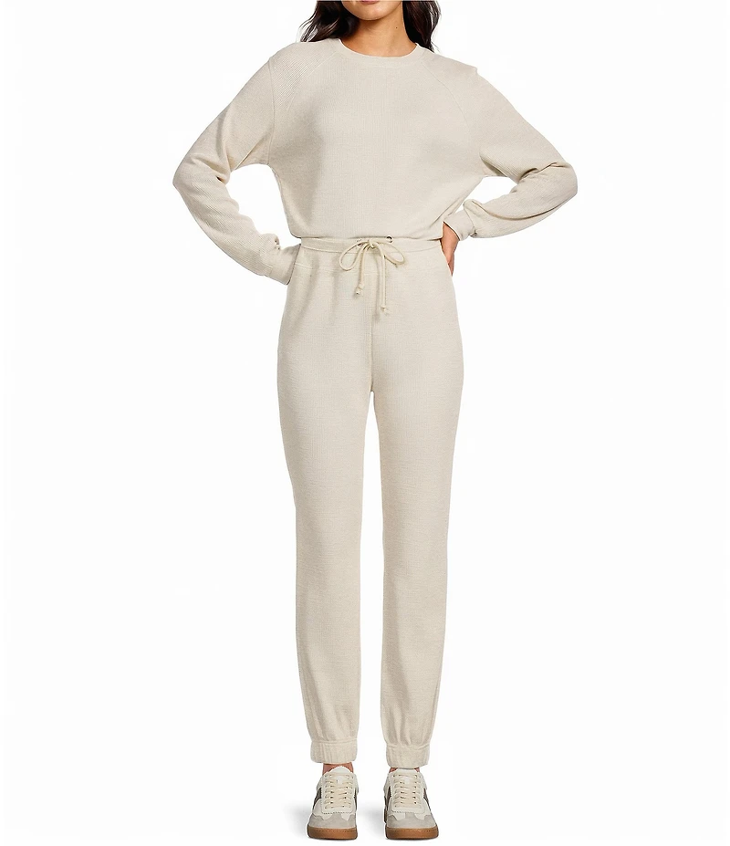 A Loves A Waffle Knit Crew Neck Dropped Long Sleeve Coordinating Pullover