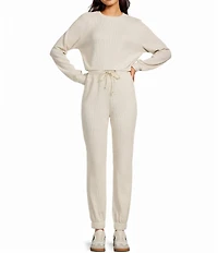 A Loves A Waffle Knit High Rise Full Length Coordinating Jogger Sweatpants