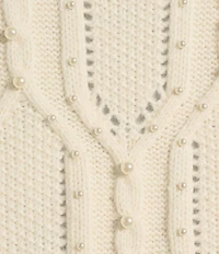 A Loves A Wool Blend Beaded Pearl Crew Neck Long Sleeve Sweater