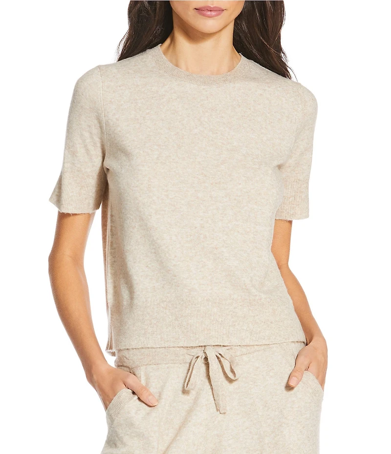 A Loves A Wool Blend Crew Neck Short Sleeve Sweater Coordinating Tee Shirt