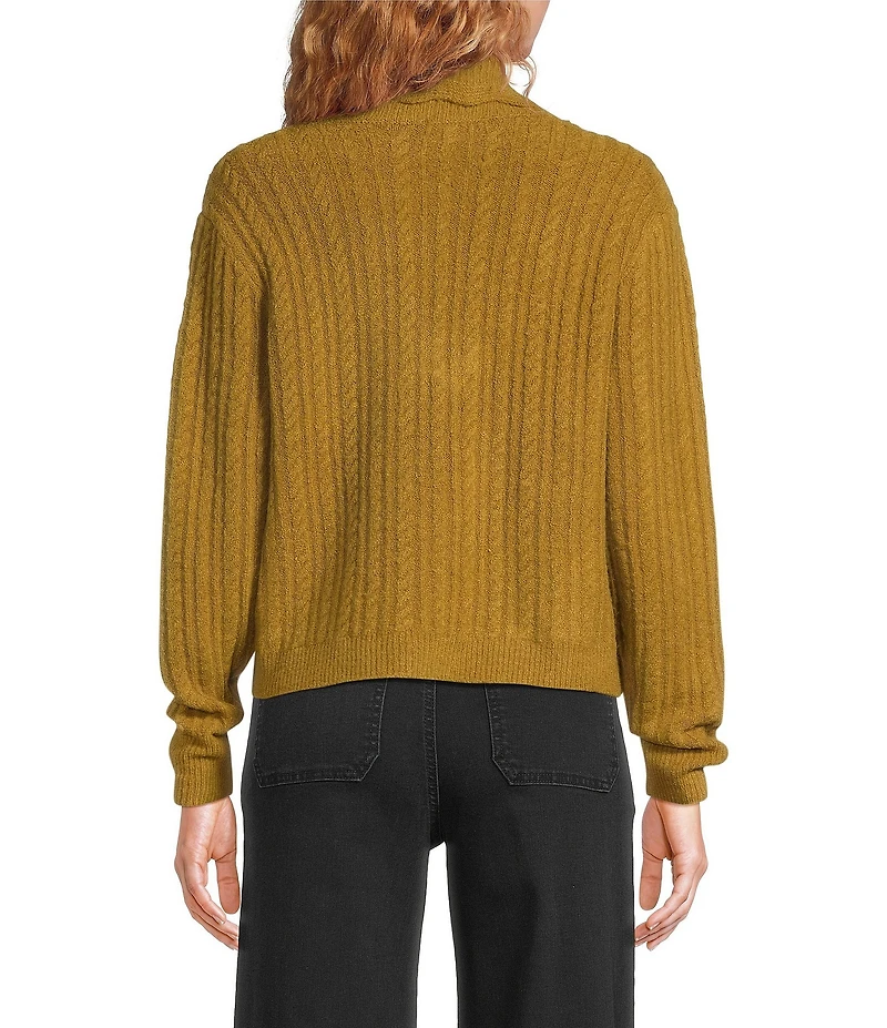 A Loves A Wool Blend Knit Scallop Collar Long Sleeve Bow Front Cardigan Sweater