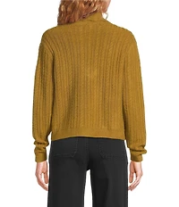 A Loves A Wool Blend Knit Scallop Collar Long Sleeve Bow Front Cardigan Sweater