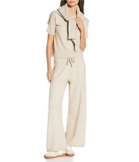 A Loves A Wool Blend Mid Rise Tie Front Wide Leg Sweater Lounge Coordinating Pants