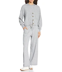 A Loves A Wool Blend Mid Rise Tie Front Wide Leg Sweater Lounge Coordinating Pants