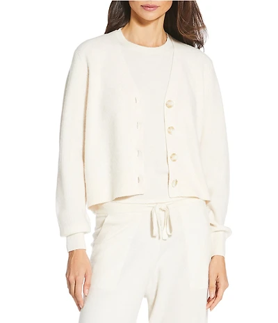 A Loves A Wool Blend V-Neck Long Sleeve Button Front Coordinating Cardigan