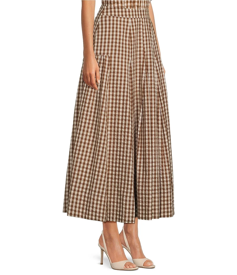 A Loves A Woven Checker Gingham Print High-Rise Coordinating Midi Skirt