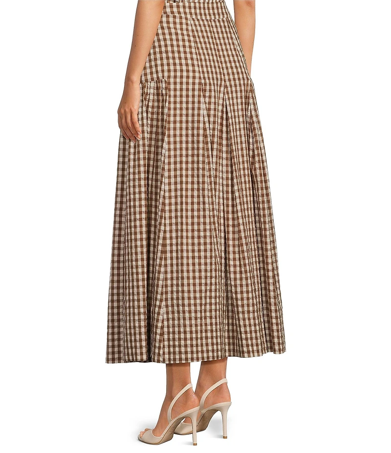 A Loves A Woven Checker Gingham Print High-Rise Coordinating Midi Skirt