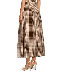 A Loves A Woven Checker Gingham Print High-Rise Coordinating Midi Skirt
