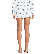 A Loves A Woven Floral Embroidered High Rise Pull On Coordinating Shorts