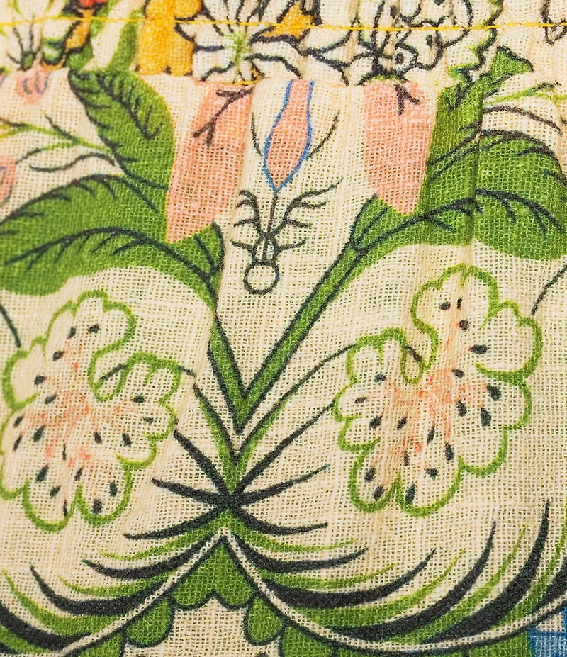 A Loves A Woven Floral Print High Rise Smocked Waist Tassel Tie Wide Leg Coordinating Pants