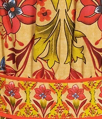 A Loves A Woven Floral Print Surplice V-Neck Long Bubble Sleeve A-Line Wrap Above the Knee Dress